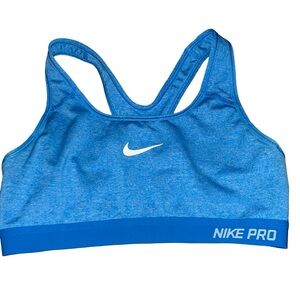 Nike pro blue sports bra athletic workout top size medium
